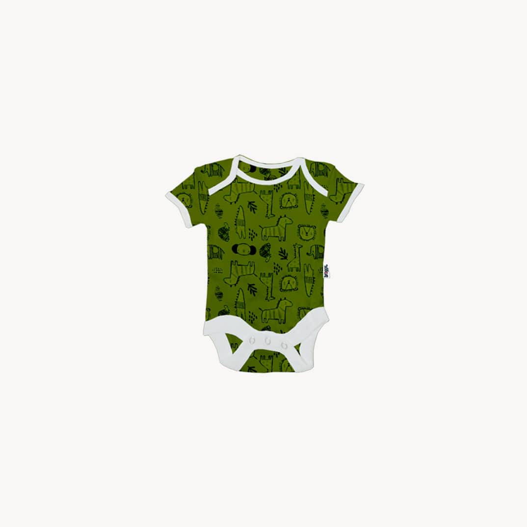 Baby Set | 100% Cotton | 6-Pieces | Hat | Bib | Jacket | Sleepsuit | Bodysuit | Leggings | Age Newborn – 6 Months | Colour Green Animals | Broggs®