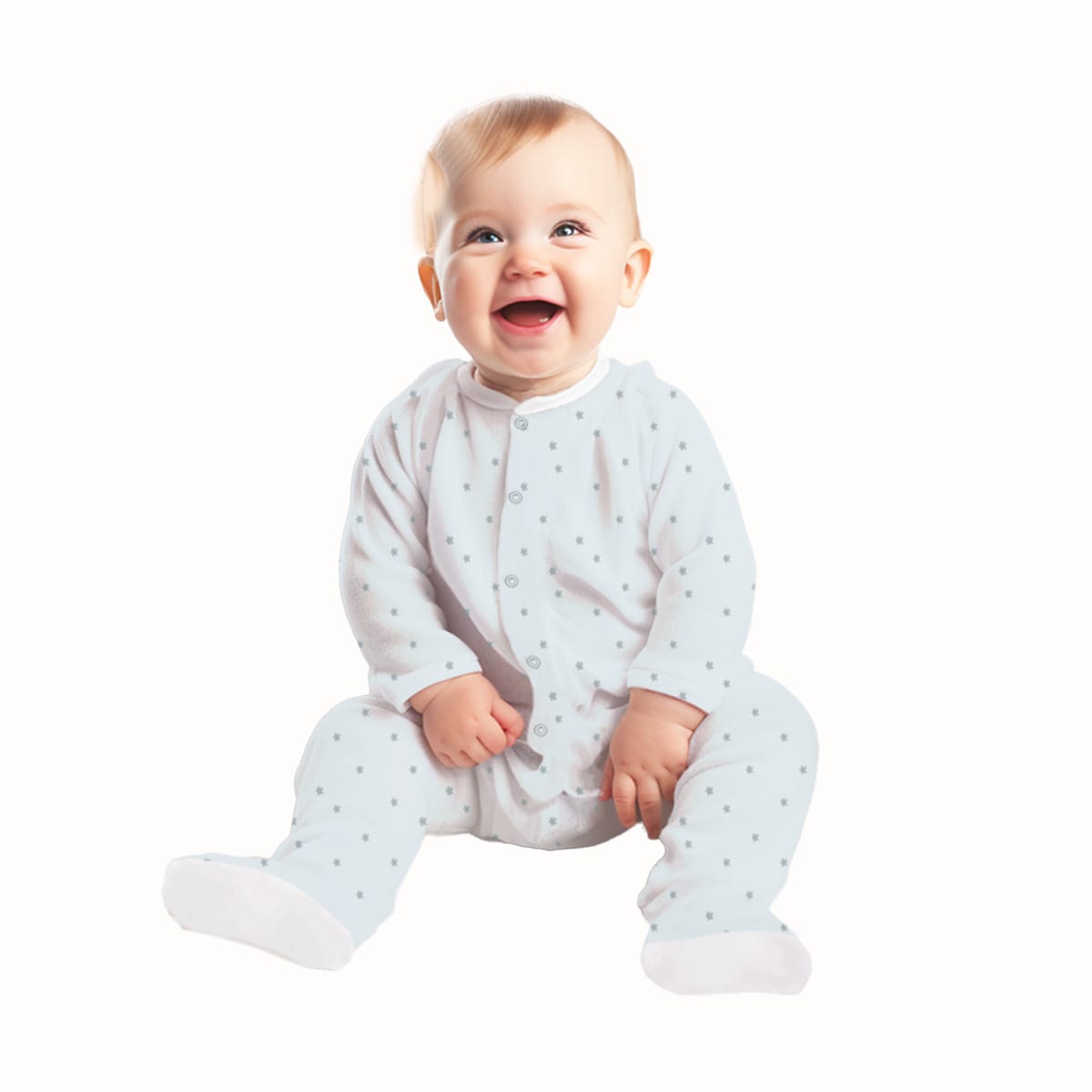 Baby Set | 100% Cotton | 6-Pieces | Hat | Bib | Jacket | Sleepsuit | Bodysuit | Leggings | Age Newborn – 6 Months | Colour Silver Stars | Broggs®