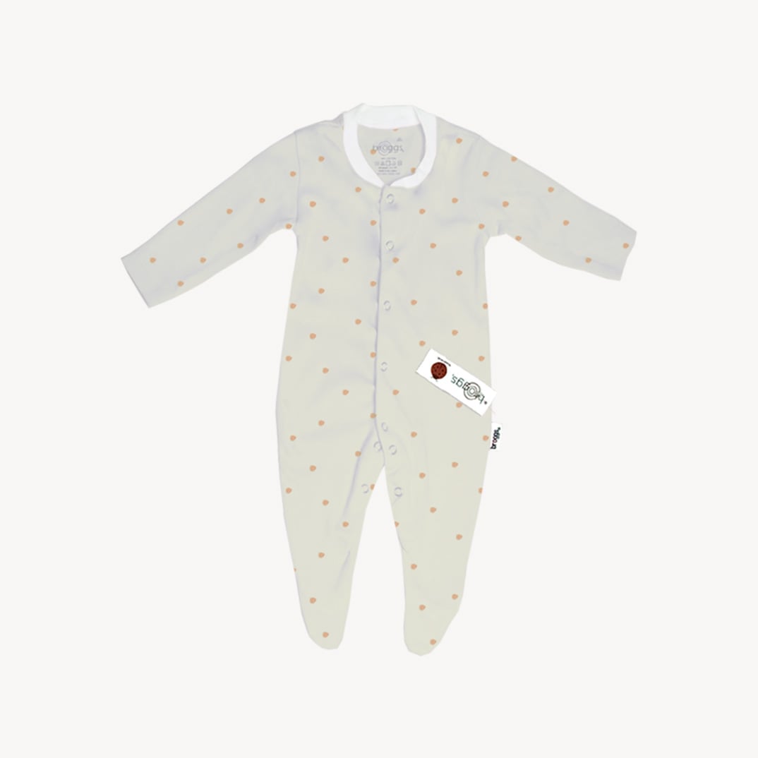 Baby Set | 100% Cotton | 6-Pieces | Hat | Bib | Jacket | Sleepsuit | Bodysuit | Leggings | Age Newborn – 6 Months | Colour Gold Spots | Broggs®