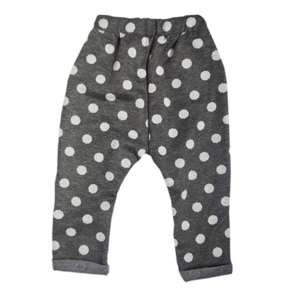 Baby Pants Joggers with grey and white polka dot design