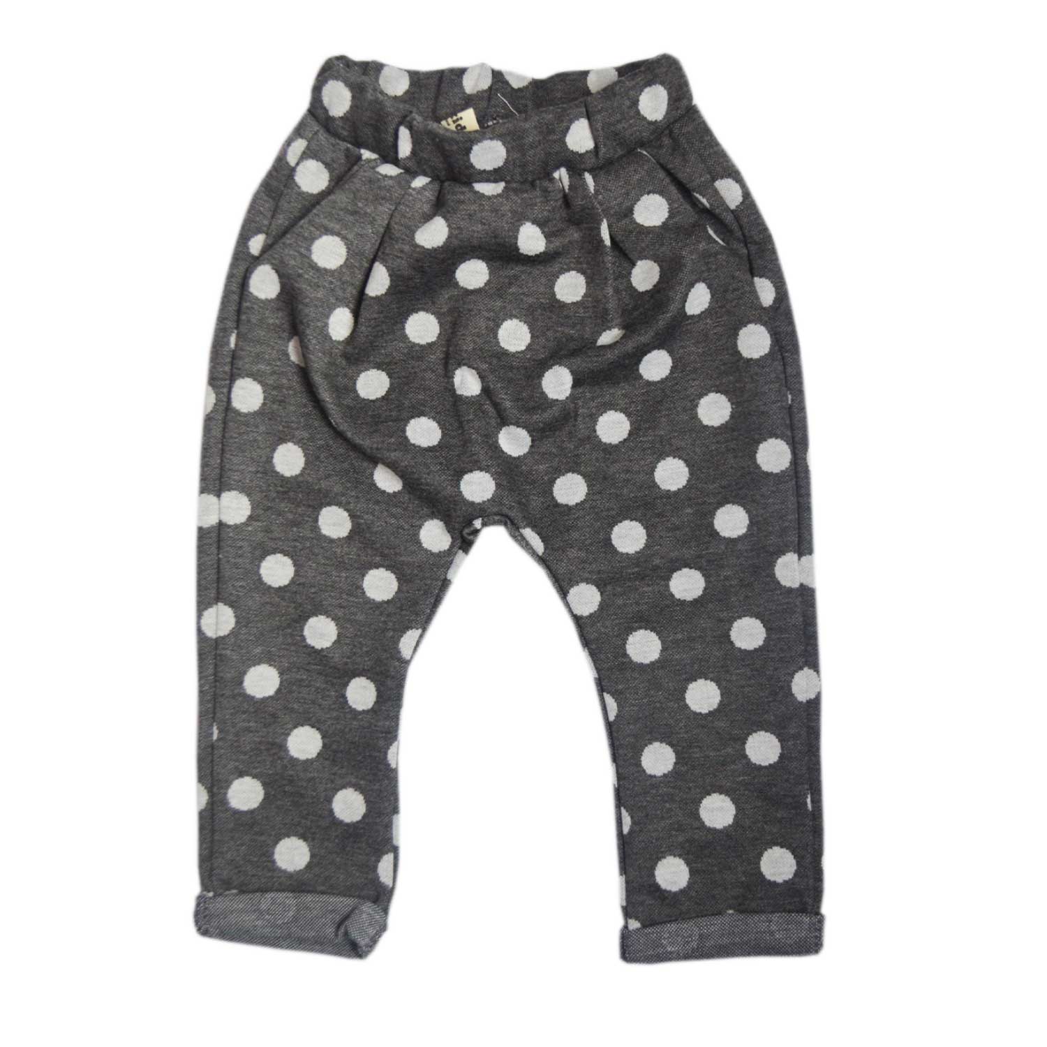 Baby Pants Joggers with grey and white polka dot design