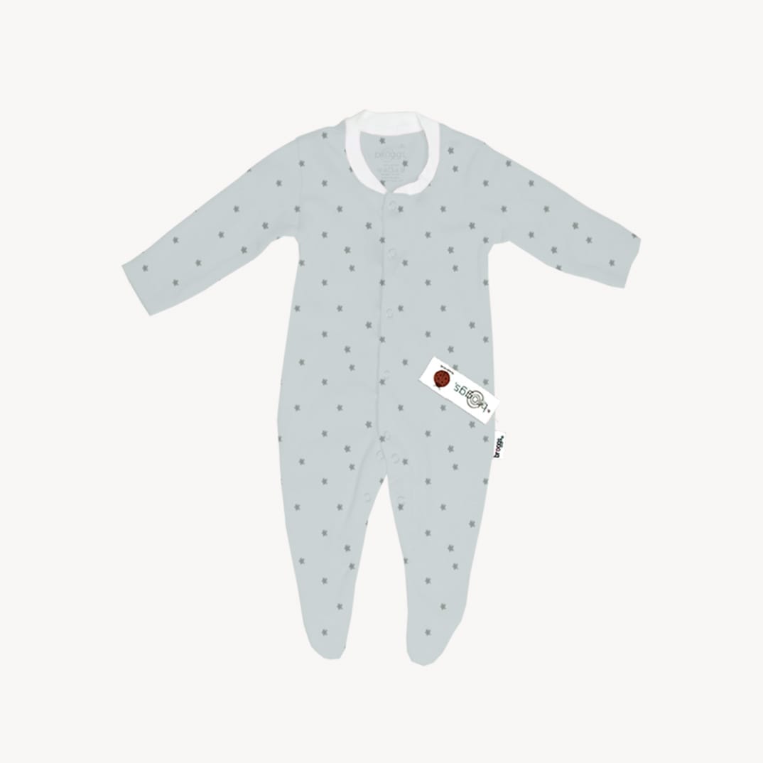 Baby Set | 100% Cotton |  6-Pieces | Hat | Bib | Jacket | Sleepsuit | Bodysuit | Leggings | Age Newborn – 6 Months | Colour Silver Stars | Broggs®