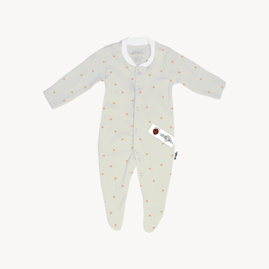 Baby Set | 100% Cotton |  6-Pieces | Hat | Bib | Jacket | Sleepsuit | Bodysuit | Leggings | Age Newborn – 6 Months | Colour Gold Spots | Broggs®