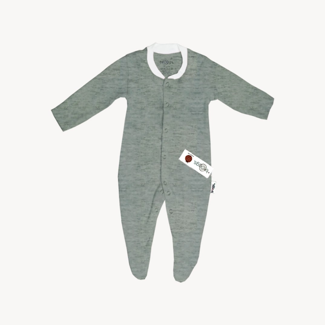 Baby Set | 100% Cotton |  6-Pieces | Hat | Bib | Jacket | Sleepsuit | Bodysuit | Leggings | Age Newborn – 6 Months | Colour Grey Marl | Broggs®