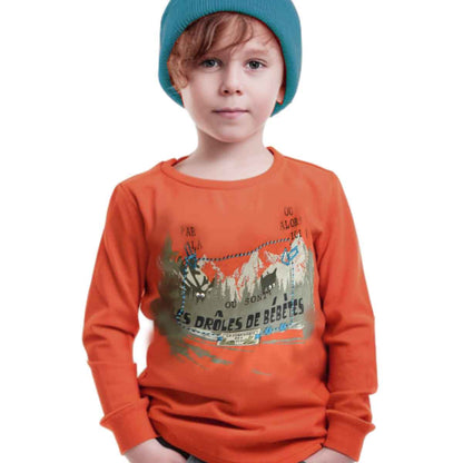 Boys long-sleeve t-shirt orange printed