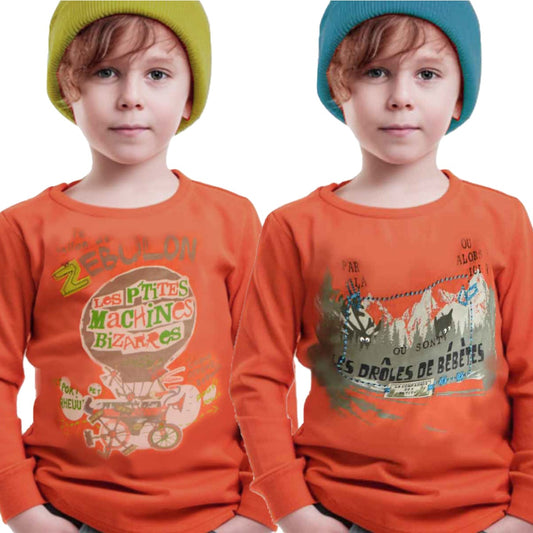 Boys long-sleeve t-shirt orange printed