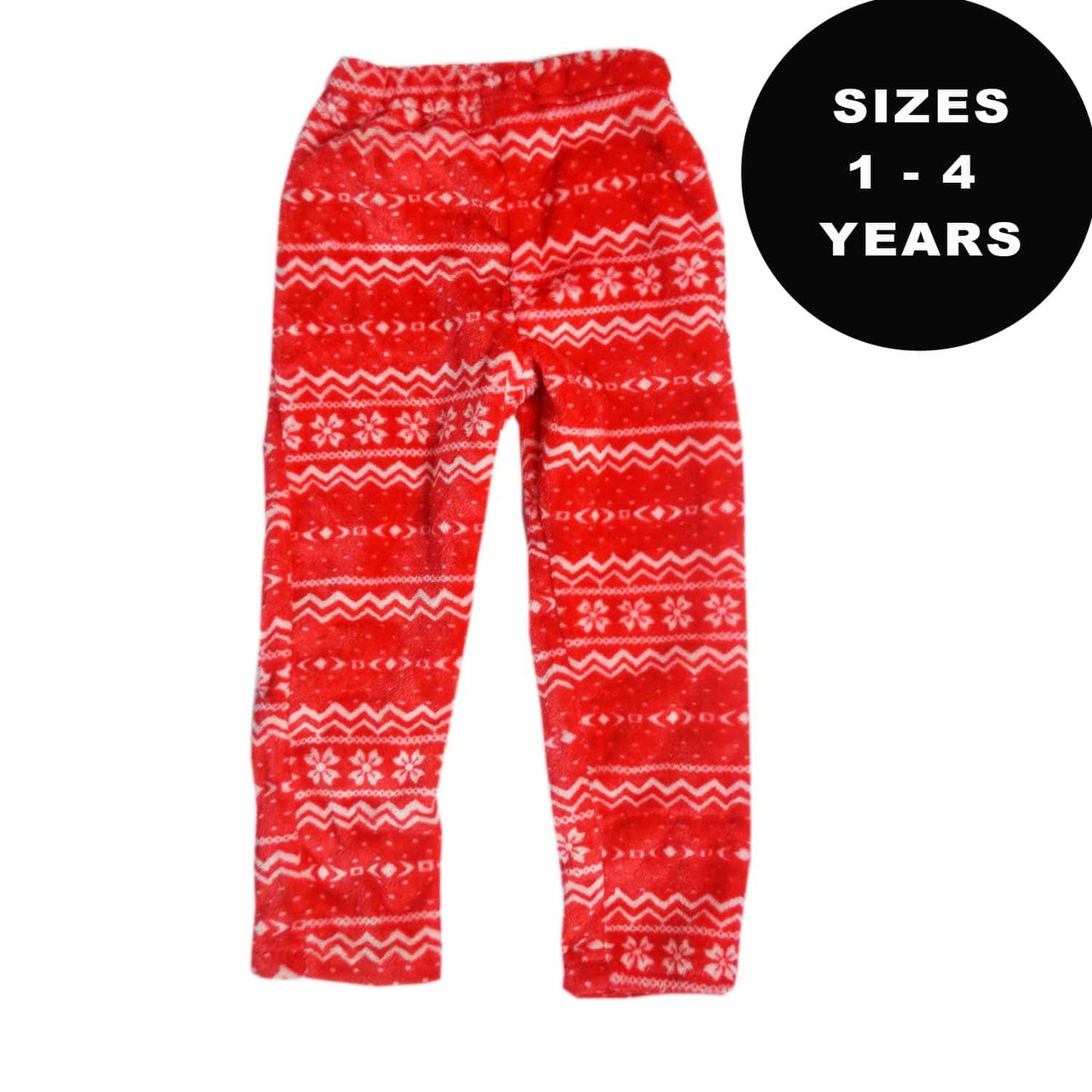 Girls Boys Jogger Bottoms Pyjamas Red and White Velvet Fleece 18 Months to 4 Years