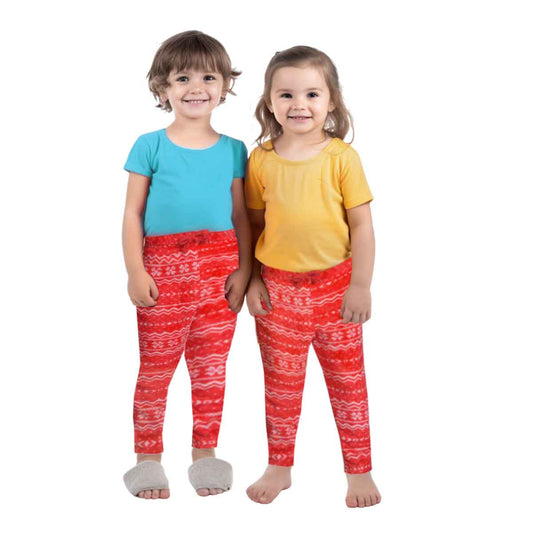 Girls Boys Jogger Bottoms Pyjamas Red and White Velvet Fleece 18 Months to 4 Years