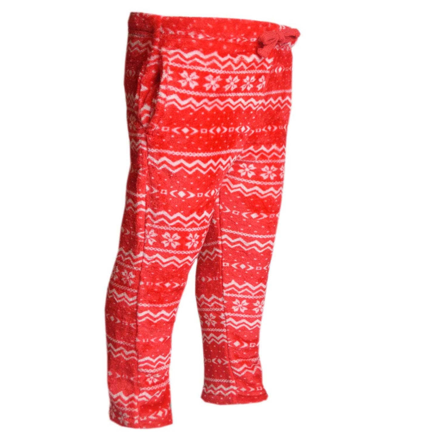 Girls Boys Jogger Bottoms Pyjamas Red and White Velvet Fleece 18 Months to 4 Years