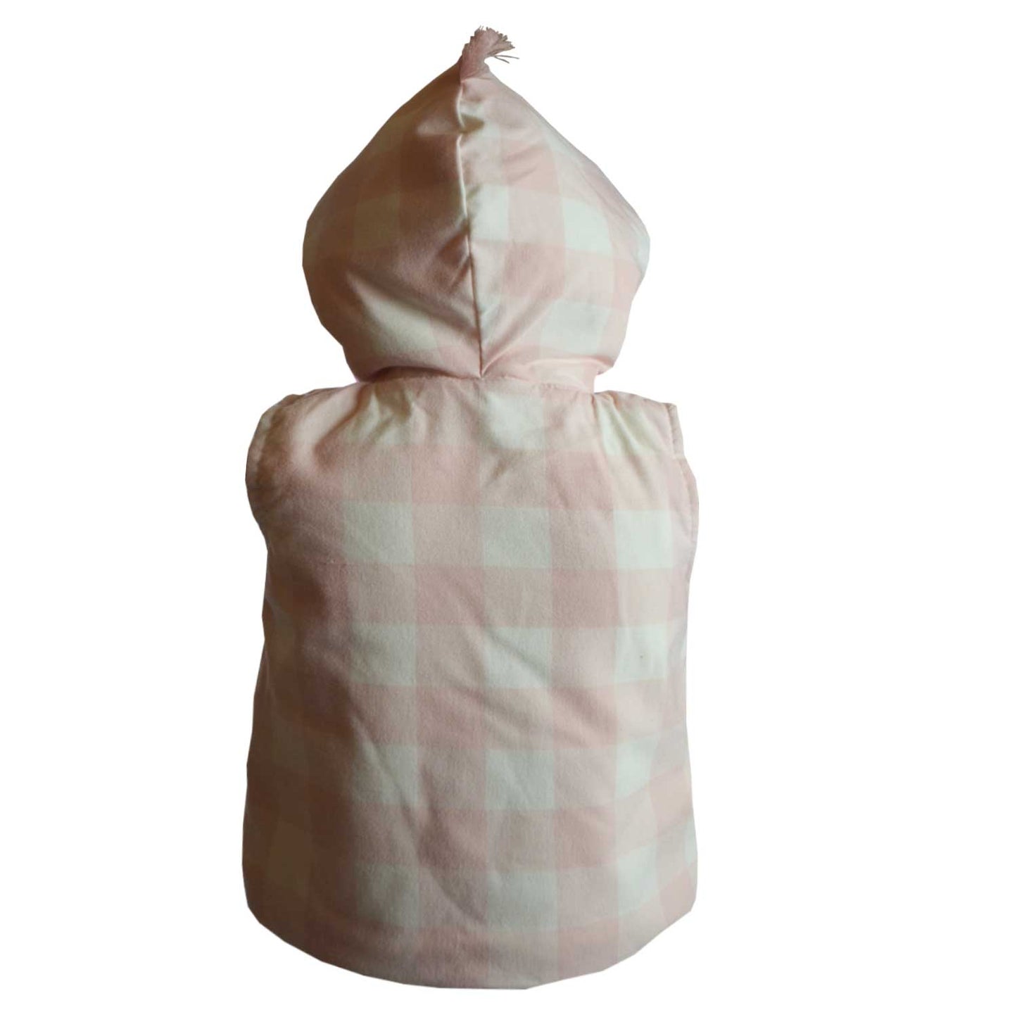 Girls Hooded Gilet Pink and White Check Faux Fur Lined 9-24 Months