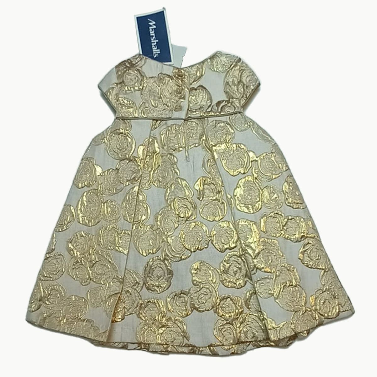 Girls Gold Floral Embossed Dress | Formal | Occasion Wear | Age 3 months – 2 Years 
