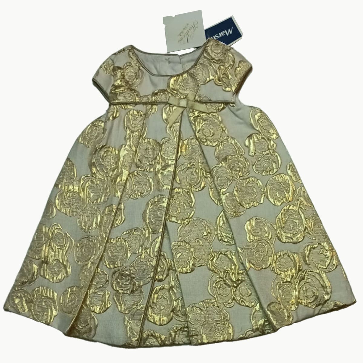 Girls Gold Floral Embossed Dress | Formal | Occasion Wear | Age 3 months – 2 Years 
