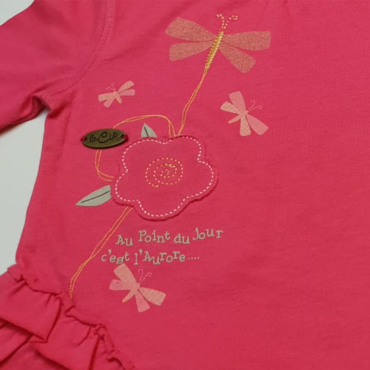 Girls Pink Top | Printed Design | Frills | 0-4 Years