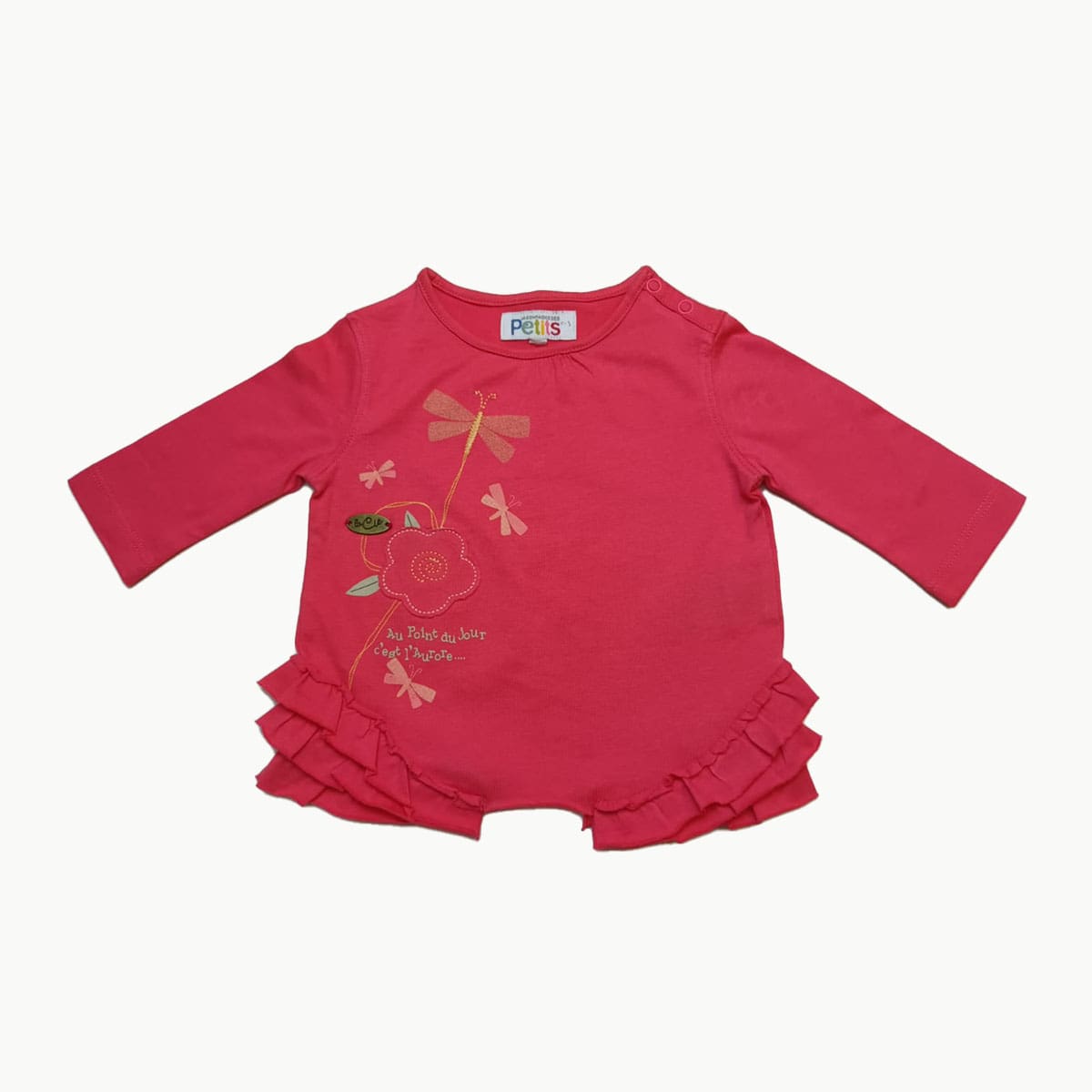 Girls Pink Top | Printed Design | Frills | 0-4 Years