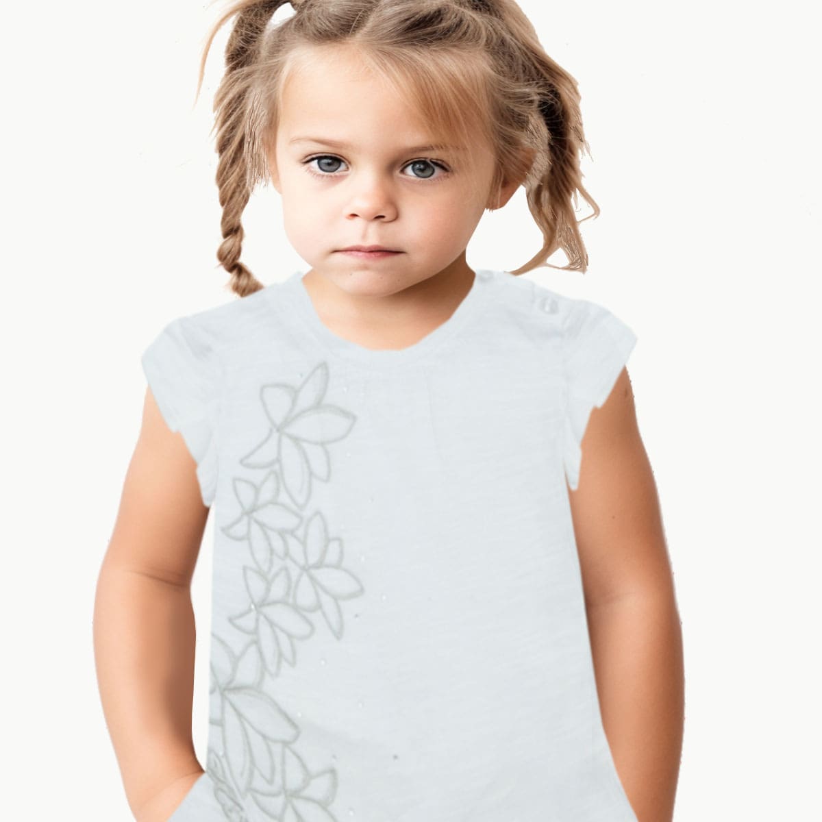 Girls white embroidered top